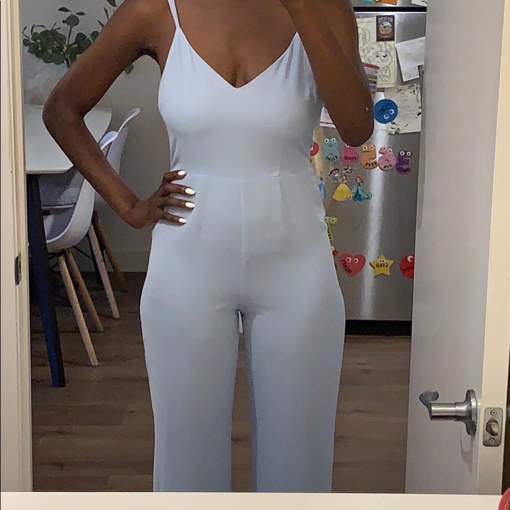 Long baby blue pantsuit